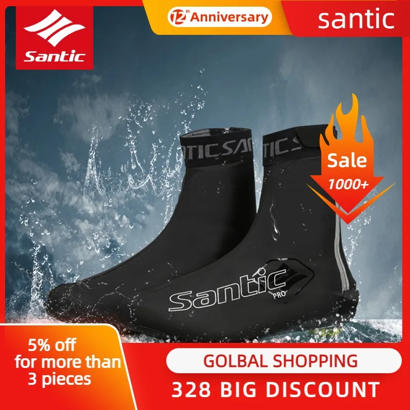 

Santic Cycling Shoe Cover Winter Windproof Waterproof Mtb Road Bike Overshoes Reflective Dustproof Bicycle Shoe Protective Cover