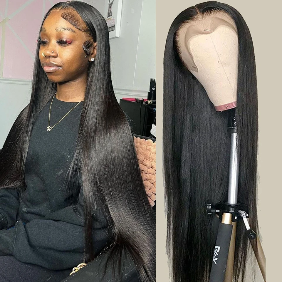 HD Transparent Lace Straight Lace Front Wig Lace Frontal 13x4 and 4x4 Closure Wig Brazilian Human Hair Wig Real Hair For Woman