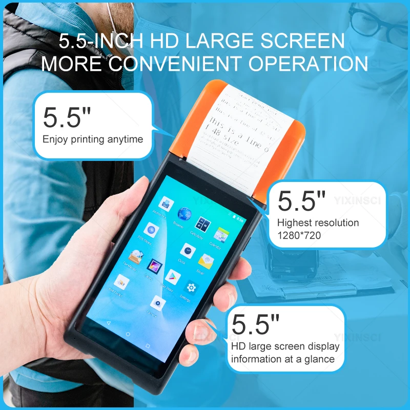 Терминальный POS-терминал Q8 Android 8 1 КПК 58 мм термопринтер для чеков Bluetooth Wi-Fi