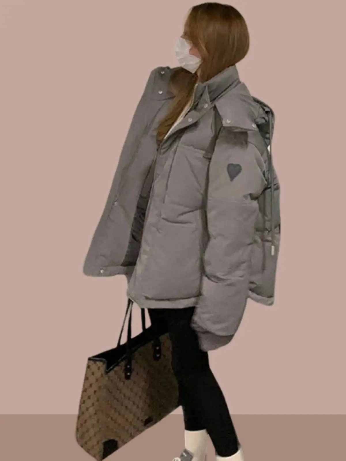 Черная универсальная куртка на хлопковой подкладке женская зимняя новая