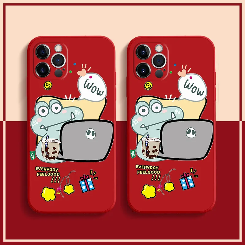 

Tide brand little frog animal cartoon sister couple For iphone 7 8 11 12 13 plus mini x xs xr pro max soft liquid silicone cover