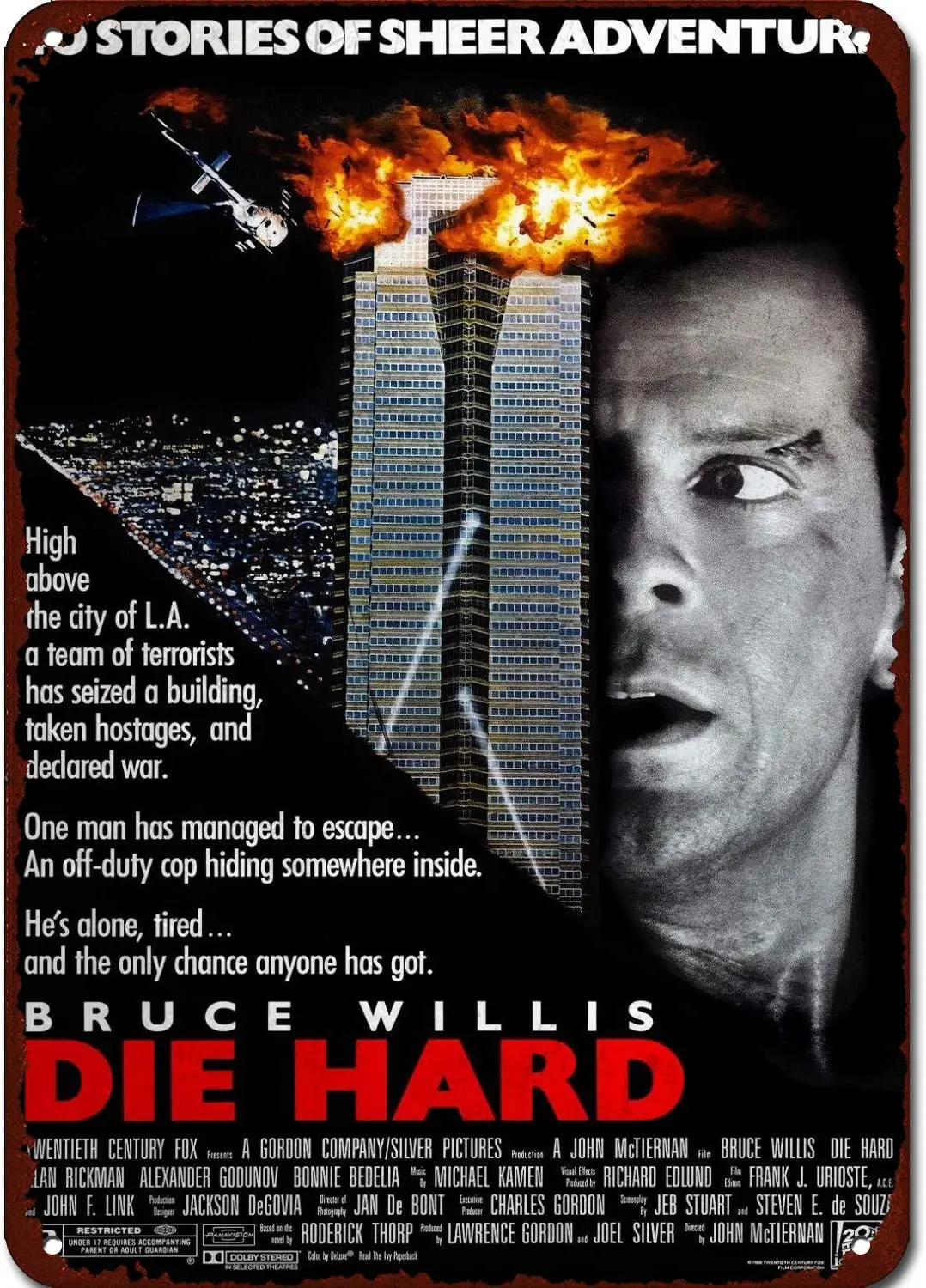 

Movie Series Vintage Retro Tin Sign- Die Hard Movie Poster -8×12 Inches Tin Metal Sign Decorative Metal Retro Sign Plaque