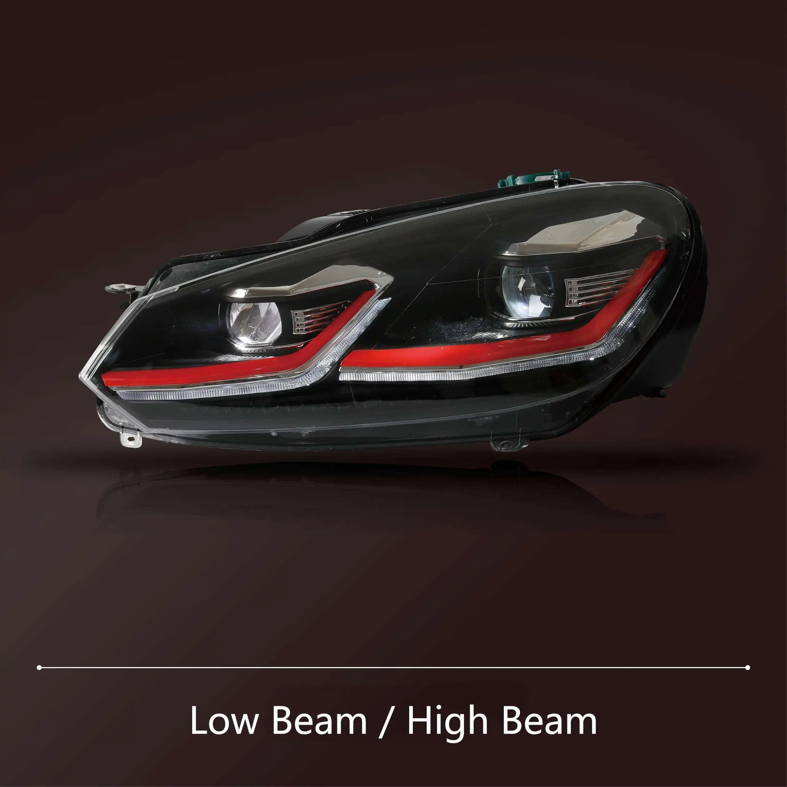 Фото Комплект передних светодиодных фар (левая + правая) для Volkswagen Golf 6 GTI 2009-2013, аналог F139, для дневного ходового освещения №5