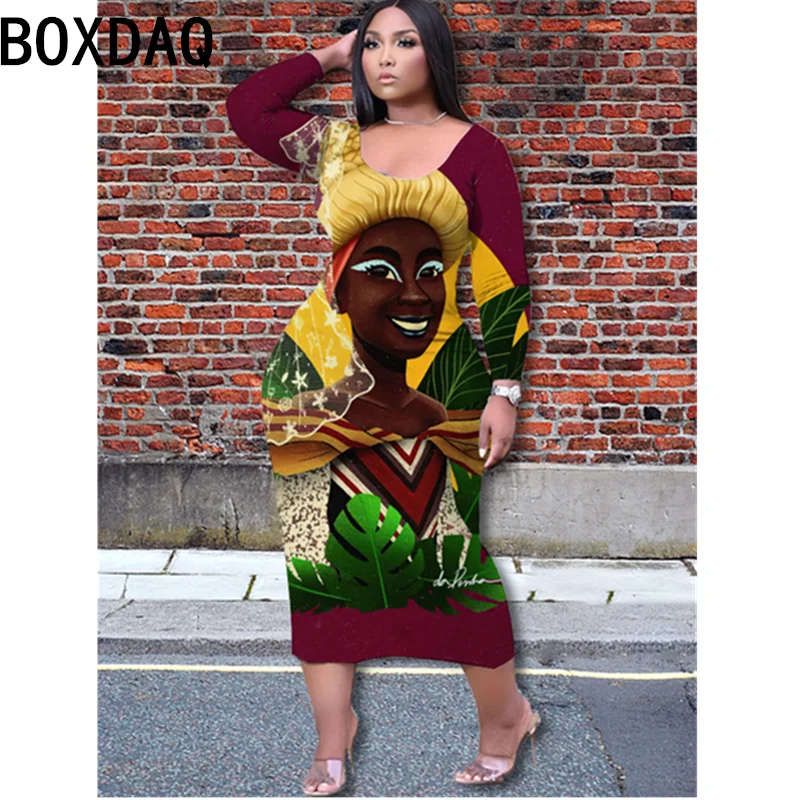 

3D Colorful Funny Human Face Printed Dress Oversized S-5XL Women Slim Bodycon Party Long Dress Fashion Street Vestidos De Mujer