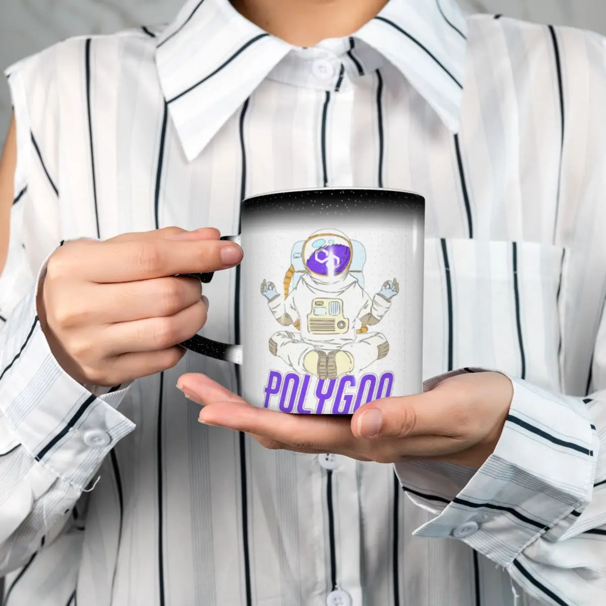 Кружка с изменением цвета в небе многогранная Йога дзен криптовалюта луна