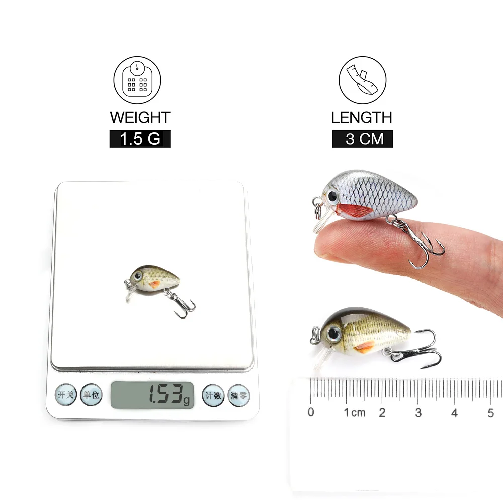 TREHOOK 5pcs 1.5g 3cm Mini Wobblers/Crankbait Fishing Lure Artificial Bait Hard Floating Wobbler for Fish Bass Tackle - купить по