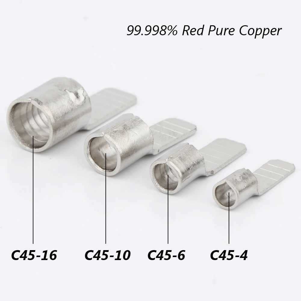 

6pcs Rhodium Plated C45-4 C45-6 C45-10 C45-16 square insert DZ47 open pin shaped copper solder joint nose cold pressed End