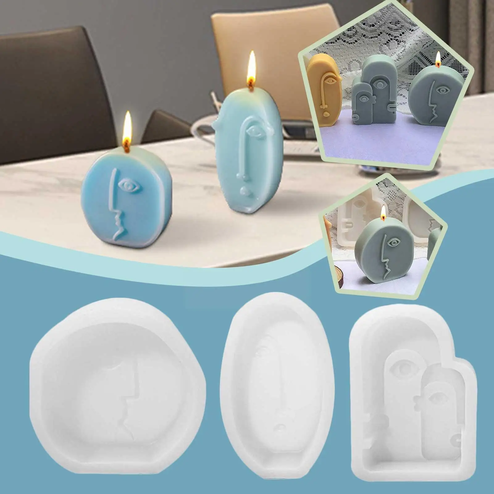 

Face Silicone Candle Mold Nordic Design Abstract Aromatherapy Sculpture Portrait Mold Plaster Resin Making Ornament Soap Ep X4e9