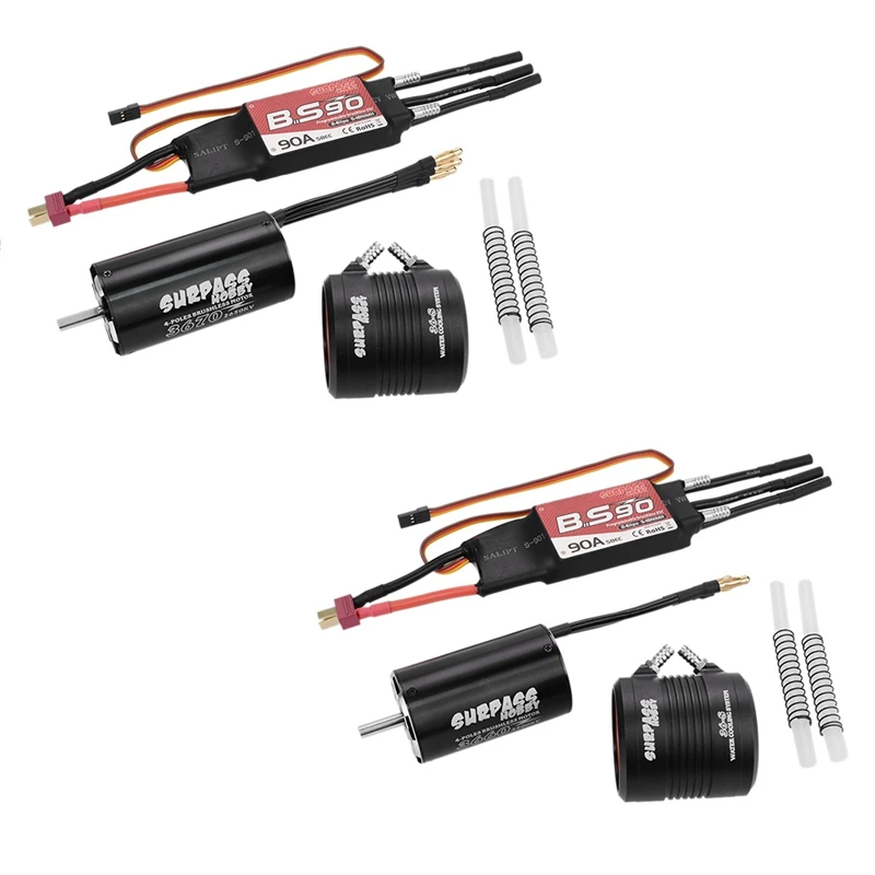 

SURPASS HOBBY Moteur 800-1000Mm RC Boat Parts Brushless Motor 90A ESC Water Cooling Jacket RC Boat Motor