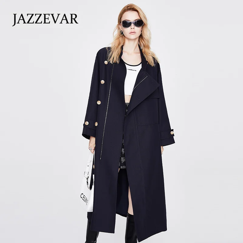 

JAZZEVAR New Spring Autumn Women Casual Khaki Trench Coat Female Loose Clothing Fashion Street Oversized Jackets Outerwear