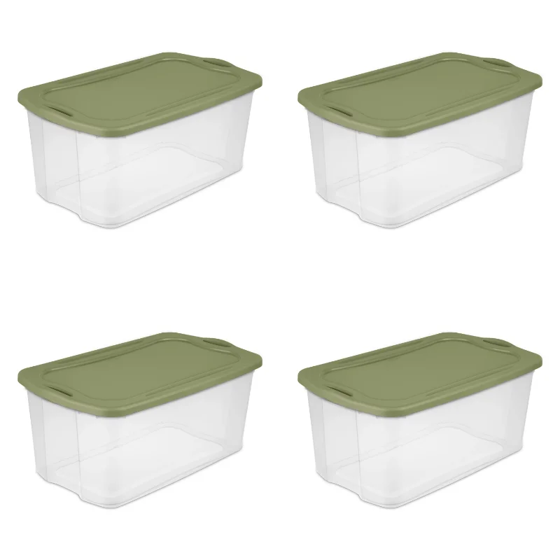 

Sterilite 120 Qt. EZ Carry Plastic, Clear/Sage Legume, Set of 4
