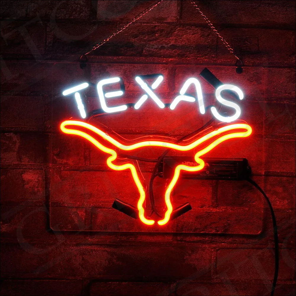 

Texas Bull Cow Neon Light Sign Custom Handmade Real Glass Tube Beer Bar Store Advertise Display Lamp Wall Decor Gift 17"X14"