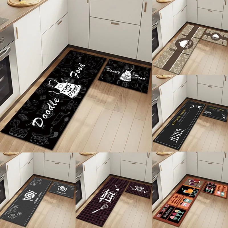 

Anti-slip Kitchen Mat Bathroom Floor Carpet Entrance Doormat Living Room Bedroom Bedside Area Rugs Hallway Long Strip Rug