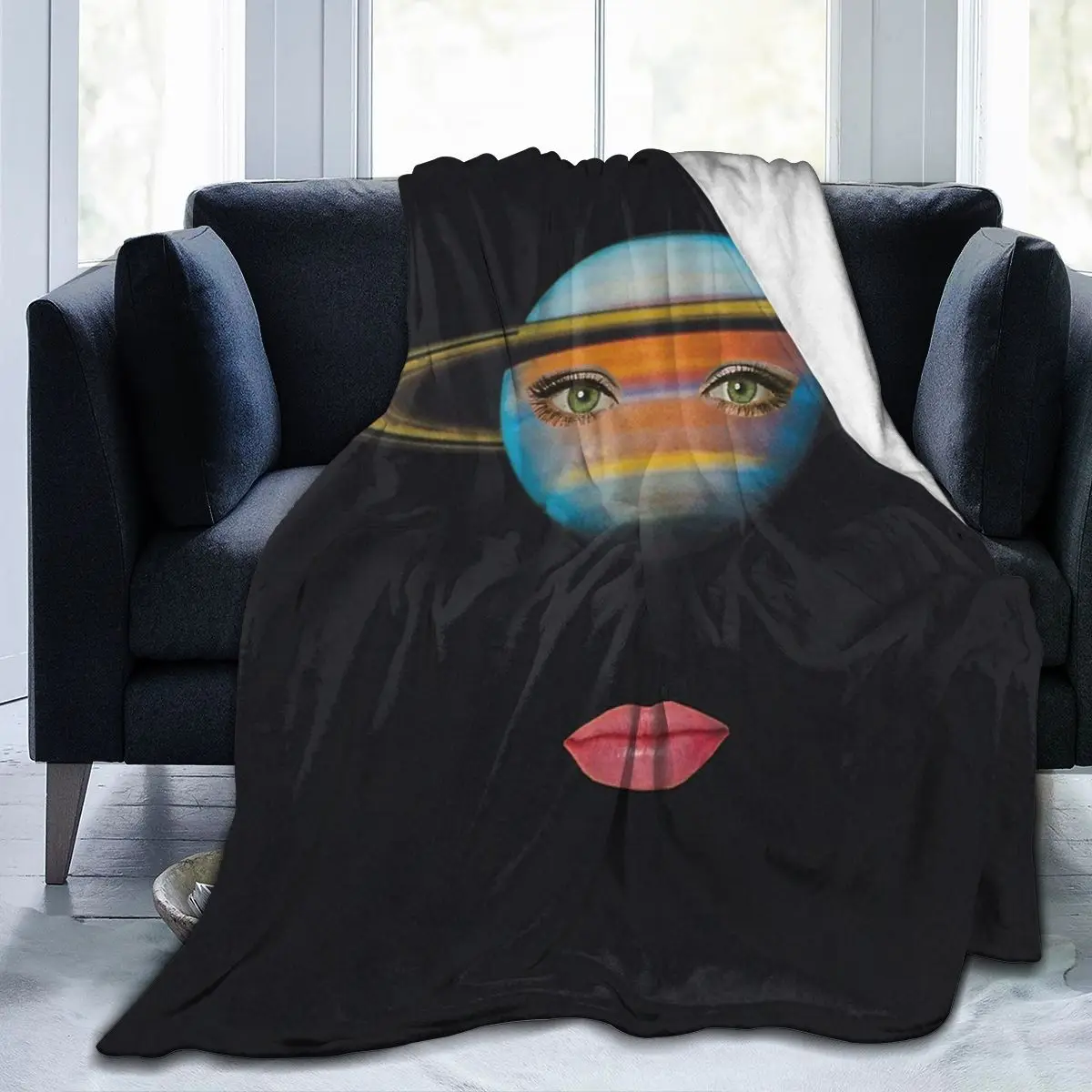 

Saturn Face Blanket, Facecloth Blanket Modern ValentineS Day AntiPilling Multi Size