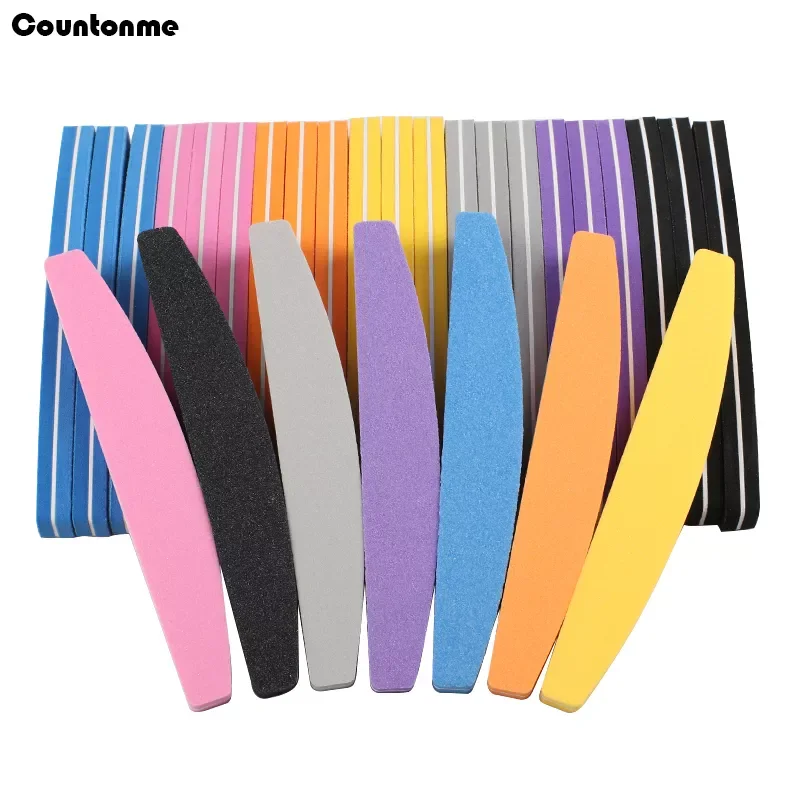 

5/10Pcs Double Sided Sponge Nail Files 100/180 Grit Mix Color Boat Nail Buffer Block Polishing For UV Gel Manicure Pedicure Tool