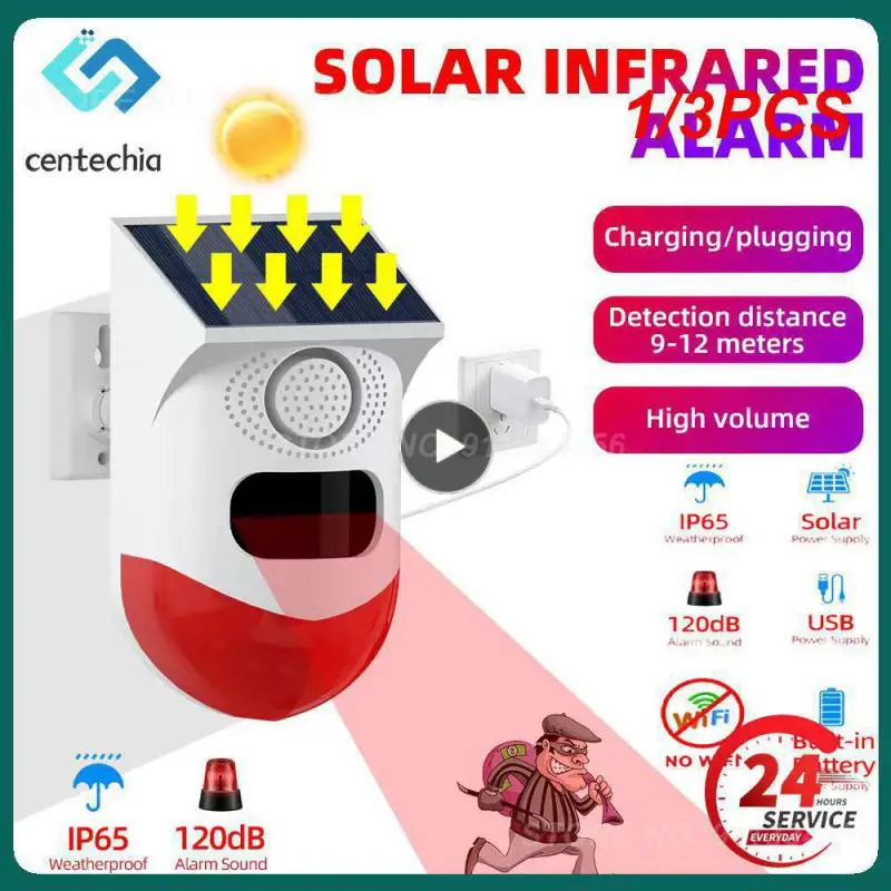 

1/3 шт. смарт-датчик движения Tuya с Wi-Fi, инфракрасный датчик движения на солнечной батарее, уличная Беспроводная Стробоскопическая сирена, детектор звуковой сигнализации, водонепроницаемый пульт дистанционного управления