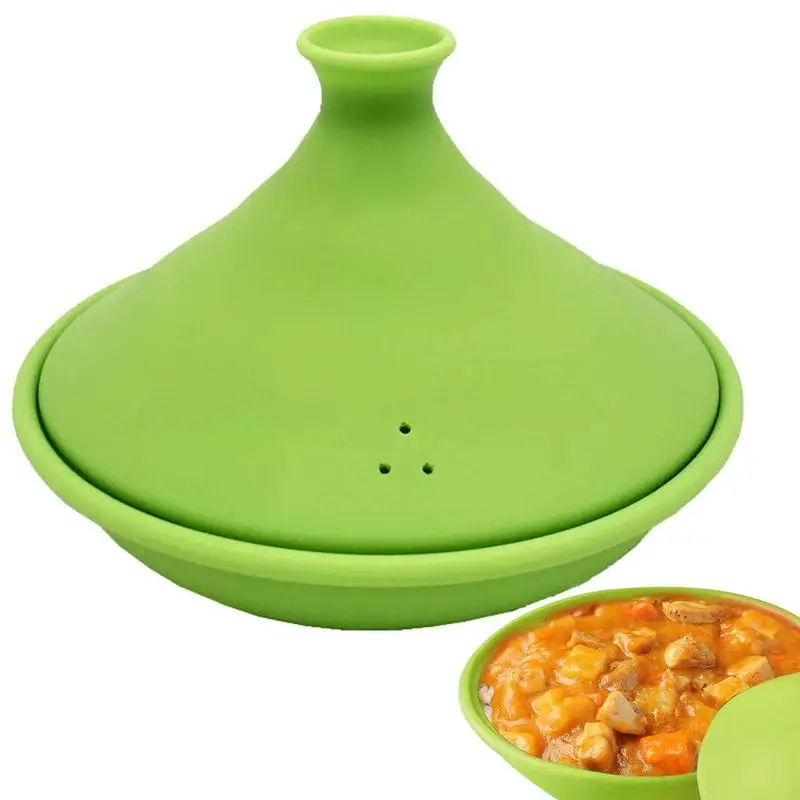 

Moroccan Tagine Pot Moroccan Tagine For Cooking Moroccan Tajine Cast Silicone Base Cone-Shaped Lid Cookware For Microwave Oven