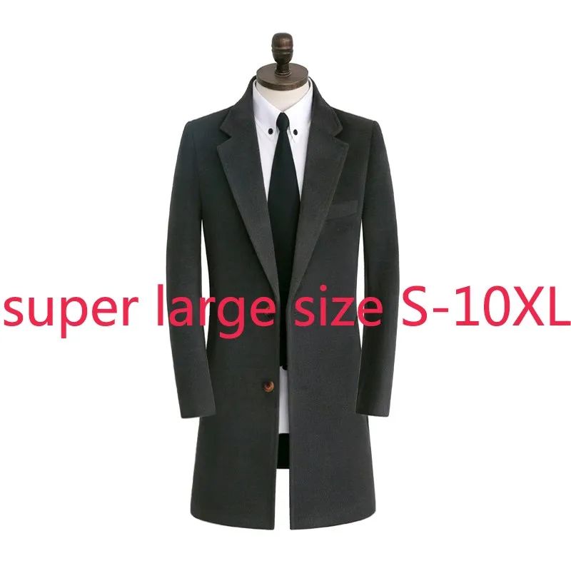 

New Arrival Autumn Winter Double Face Cashmere Woolen Coat Men Long Super Large Casual Single Breasted Thick Plus Size S-9XL10XL