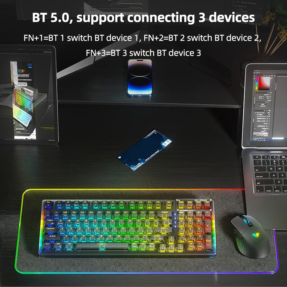 

Клавиатура игровая Прозрачная с RGB подсветкой, 99 клавиш