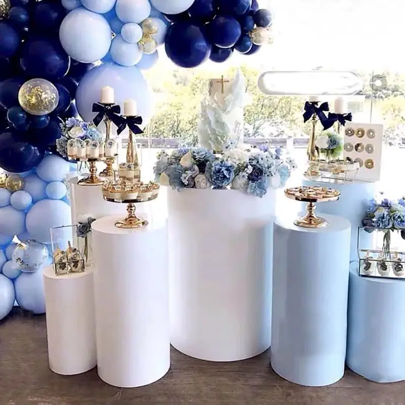 

3/5Pcs Cylindrical Dessert Table Cake Dessert Table Iron Round Dessert Table for Wedding Birthday Party Banquet Holiday Decor
