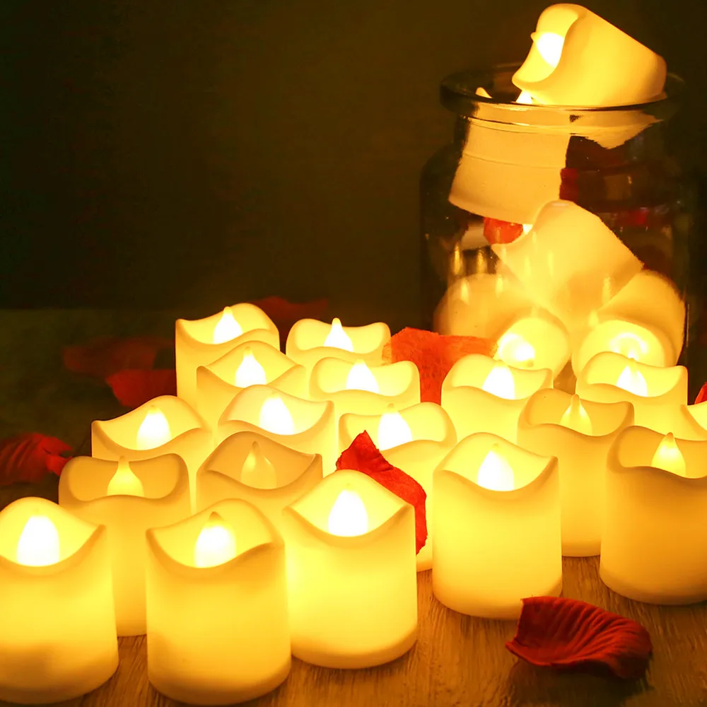 Светодиодные Чайные свечи с 100 искусственными лепестками роз 24 шт. | Дом и сад