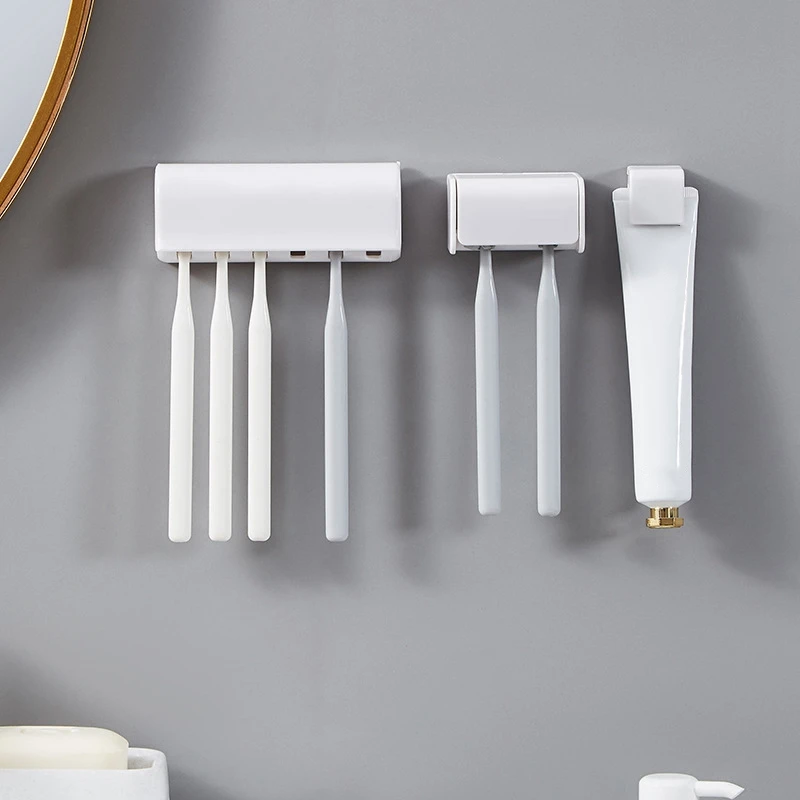 

Nordic Toothbrush Holder Wall Mounted Toothpaste Stand Punch-free Electric Toothbrush Drain Storage Rack Bathroom Accessories