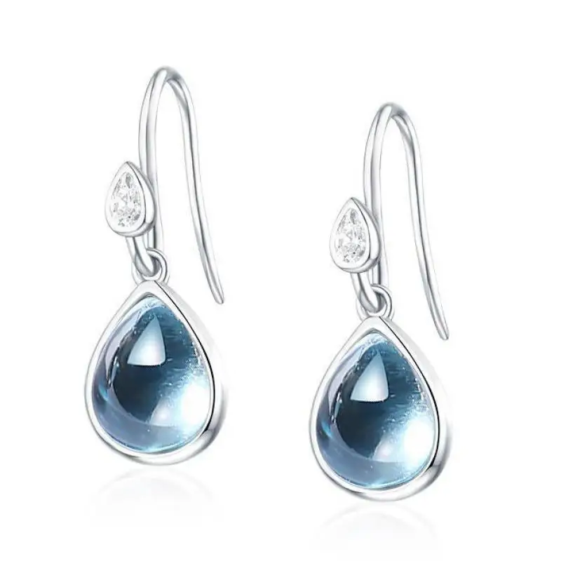 

Sky Blue Topaz Water Drop Earrings S925 Sterling Silver Zircon Blue Topaz Teardrop Dangle Earring Women Fine Jewelry Accessories