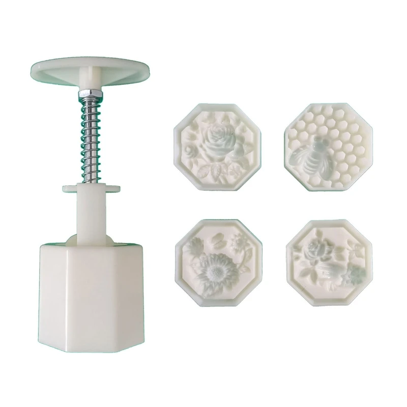 

Mooncake Stamps Plastic Pastry Gadgets Moon Cake Maker 3D Flowers & Bee Shaped