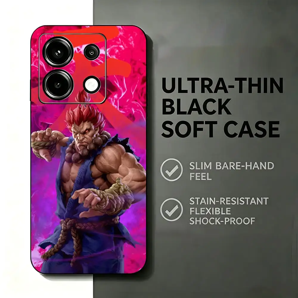 Фото Популярный чехол для телефона SF6 Akuma для Xiaomi Redmi Note 17 15 14 13 12 11 Pro Plus S 5G 14C A3, мягкий черный чехол. №4