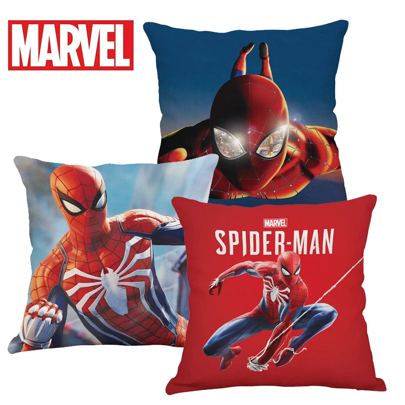 

Spidermans Anime Superhero Cushion Cover Caption America Iron Man Print Home Decora Soft Pillowcase Fans Gift 45x45cm