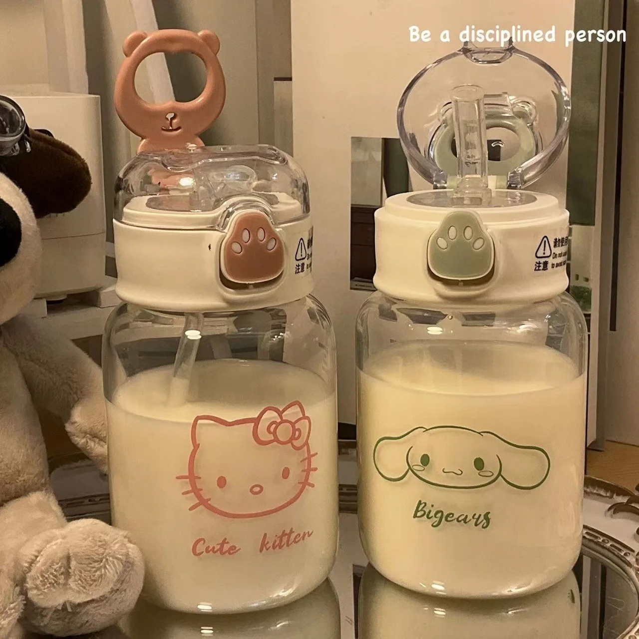 500 Мл Прозрачная Бутылка Для Воды Sanrio Kuromi Cinnamoroll Hello Kitty