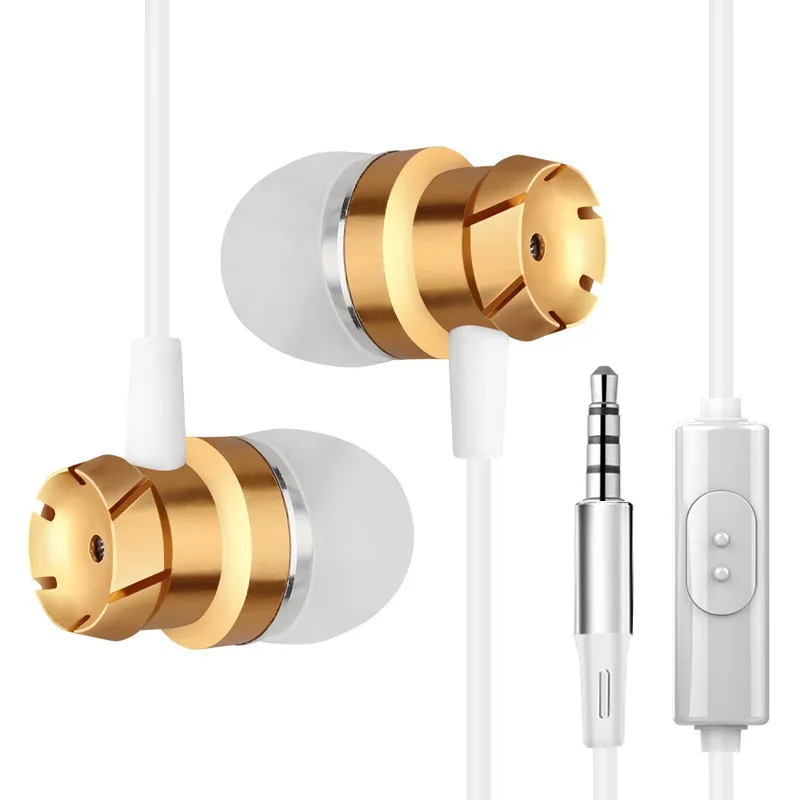 

2021 New Wired Headphone Sports Stereo In-ear Earphone Metal Turbine Headset Volume Control Universal Earbud For All Phones