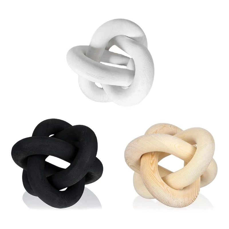 

Wood Knot Decor Small 3-Link Wood Chain Link Coffee Table Decor Hand Carved