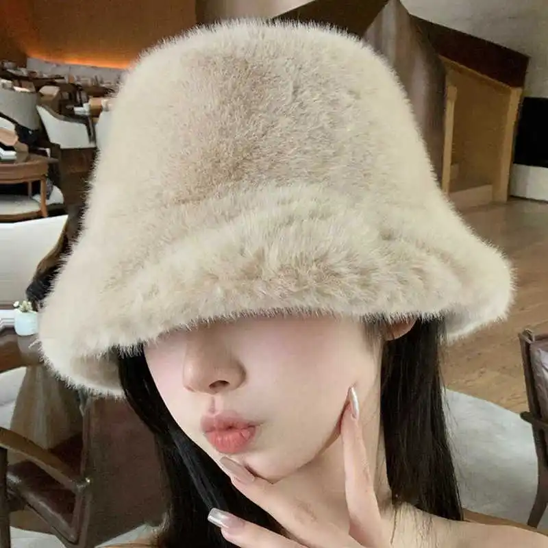 Лидер продаж пушистые Панамы из искусственного меха женская теплая плотная