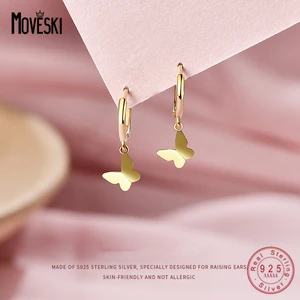 MOVESKI 925 Sterling Silver Light luxury INS Butterfly Pendant Stud Earrings Women Wedding Party Jewelry Gifts