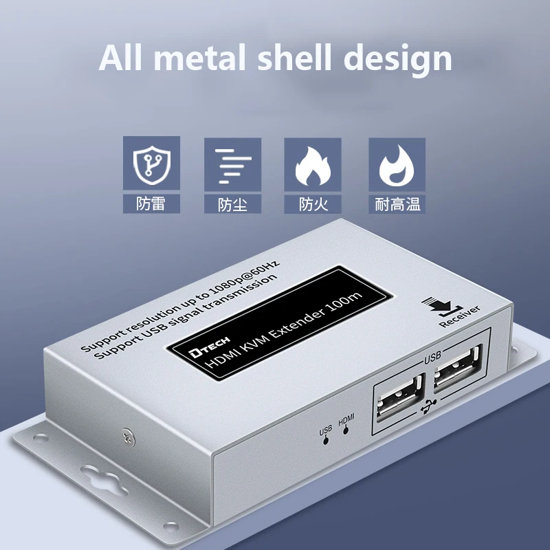 DTECH 4k 1080p Ethernet transmit and receive 100m usb hdmi kvm extender