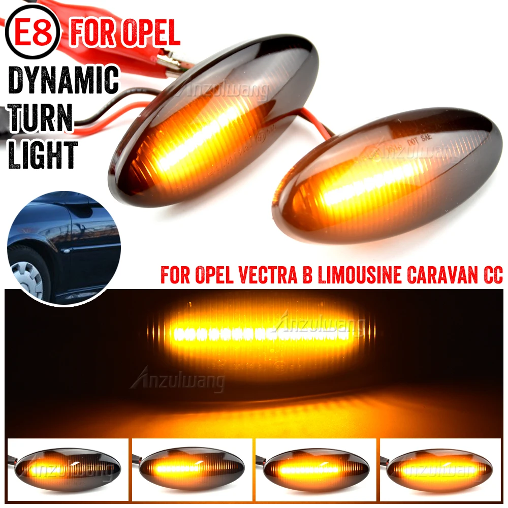 

2Pcs Dynamic Amber Flowing Water LED Side Marker Turn Signal Sequential Blinker indicator Light For Opel Vectra B 1995-2002