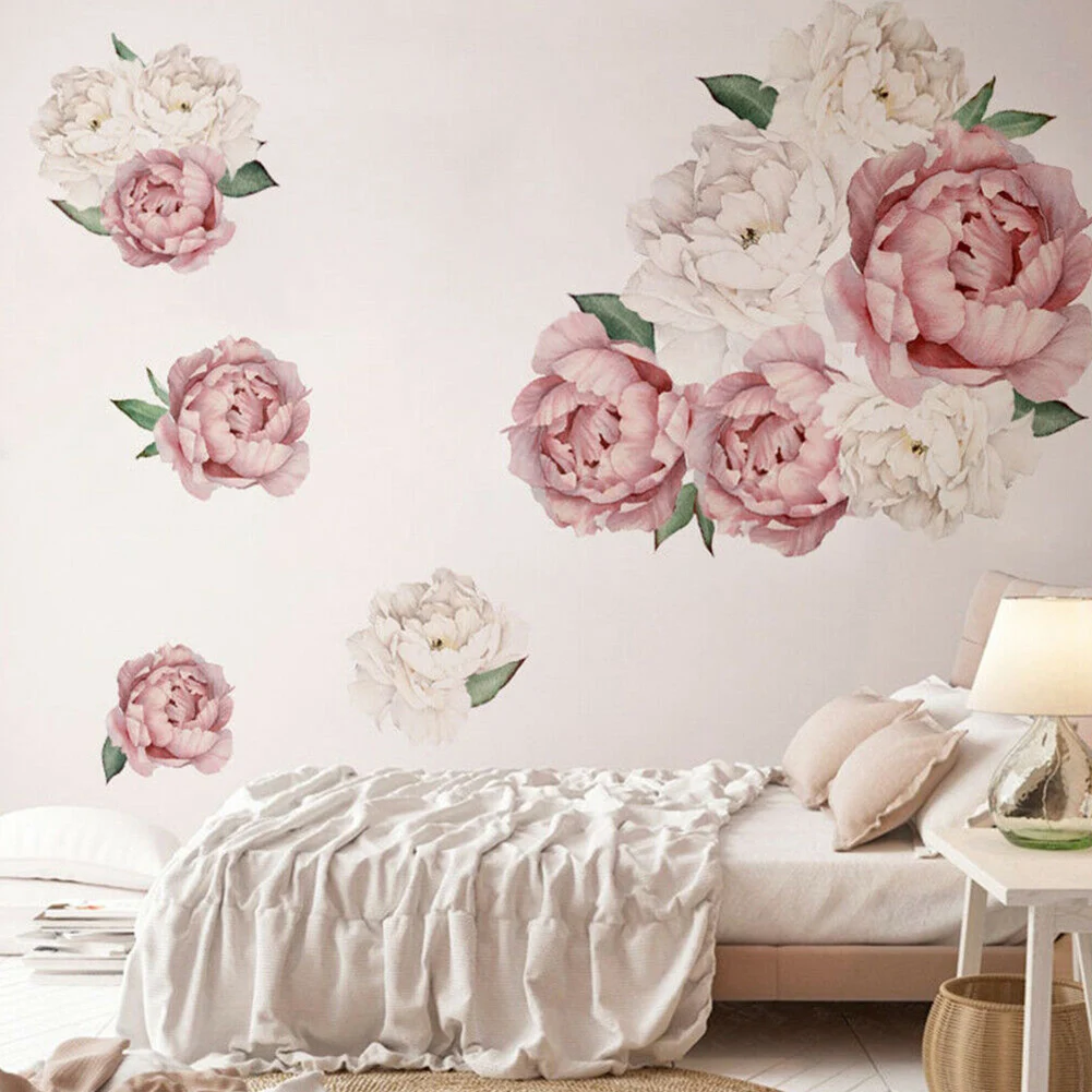 

40x60cm Self Stick Individual Peony Rose Flower Wall Art Sticker Nursery Decor Kids Living Room Bedroom Home Decor Wall Sticker