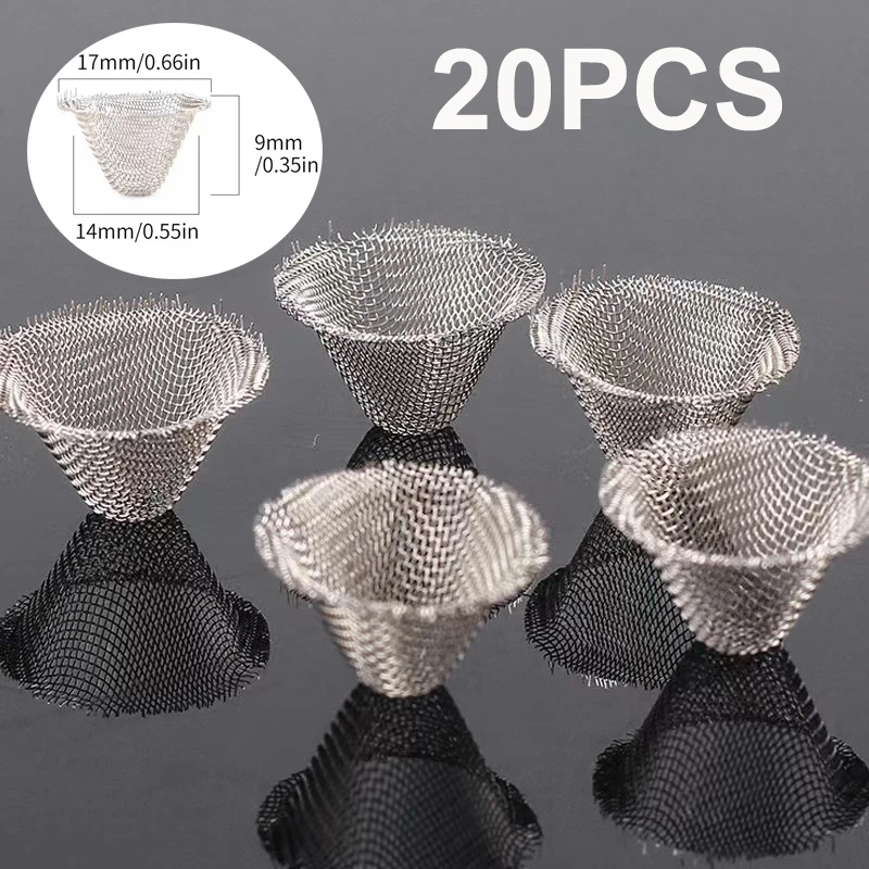 

20PCS Dry pipe metal filter V-mesh pipe accessories combustion supporting screen stainless steel filter screen Mini Smoking Pipe