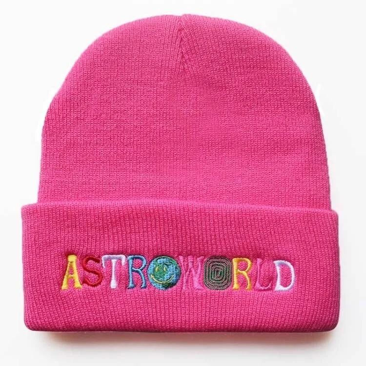 

New Letter Astroworld Embroidered Knitted Hat Men's And Women's Wool Hat Pullover Hip Hop Hat สวยงาม หมวกไหมพรมกันหนาวบุขน