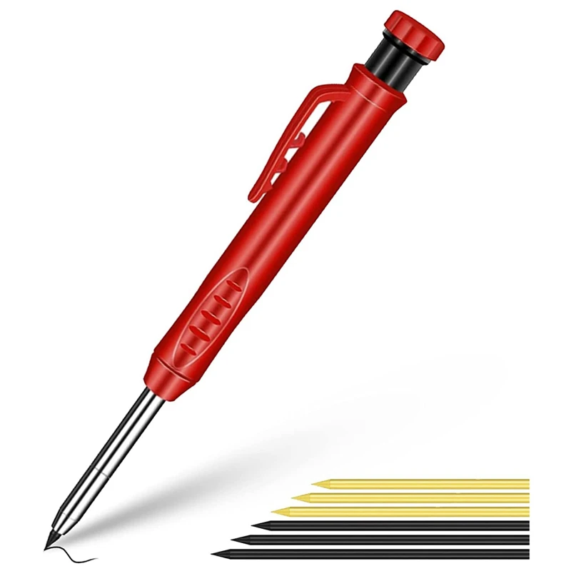 

Carpenter Pencils With 7 Refill Leads Built-In Sharpener - Multifunction Carpenter Pencil Set For Construction,Mark Pen