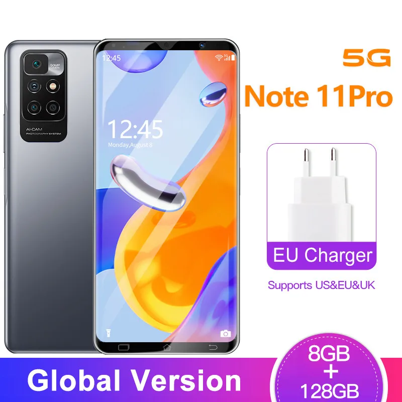 global version note 11 pro mobile phones 8gb ram 256gb rom 4g 5g cell phone octa core fast charge 48mp camera android smartphone free global shipping
