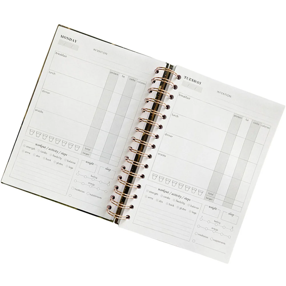 

Spiral Notebook Fitness Diet Workout Notepad Schedule Food Planner Planning Writing Journey Health Management