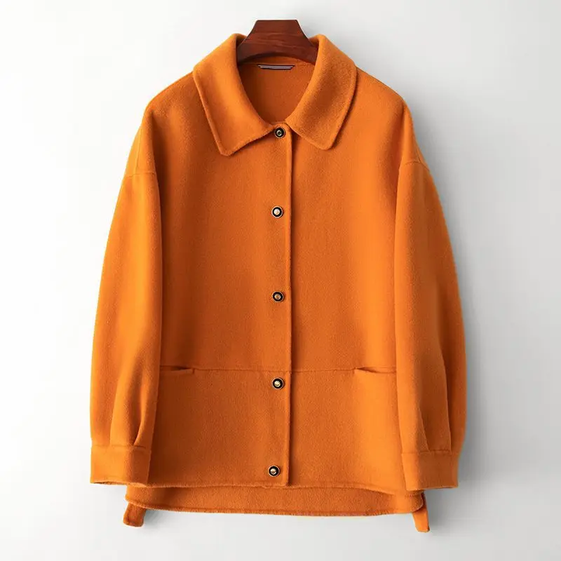 

Одежда разного размера новинка 100% шерстяное пальто женское весеннее 2023 повседневное двухстороннее пальто средней длины