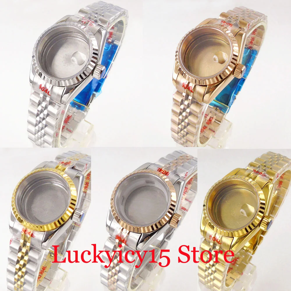 

26MM Lady Watch Case Fit NH05A NH06A Movemnet 316L Stainless Steel Jubilee Bracelet Men Sapphire Glass Solid Back