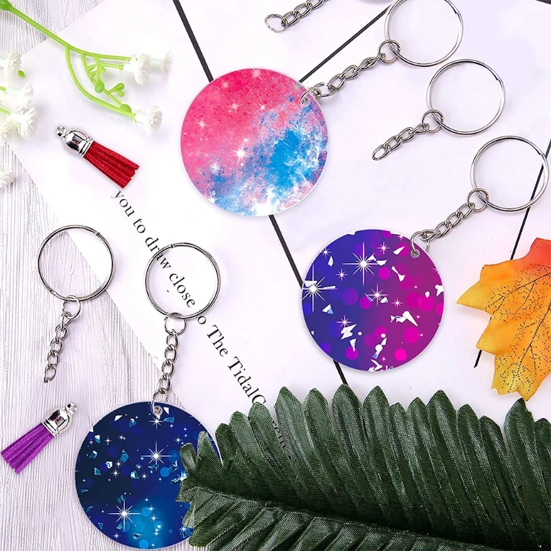 

DIY Projects Crafts Keychain Decor Round Clear Discs Circles Colorful Tassel Pendant Jump Rings for Vinyl Crafting Kit