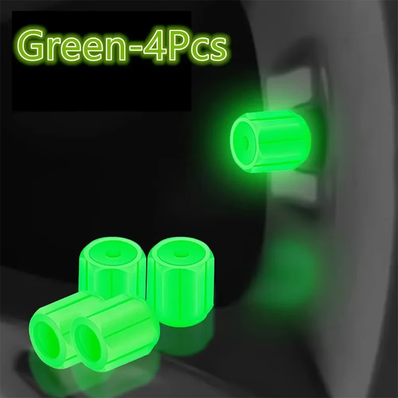 

4 шт. GM светящиеся в темноте колпачки клапанов красочные флуоресцентные колпачки для клапанов автомобильных мотоциклетных шин, колпачки для цилиндров, украшение для колес