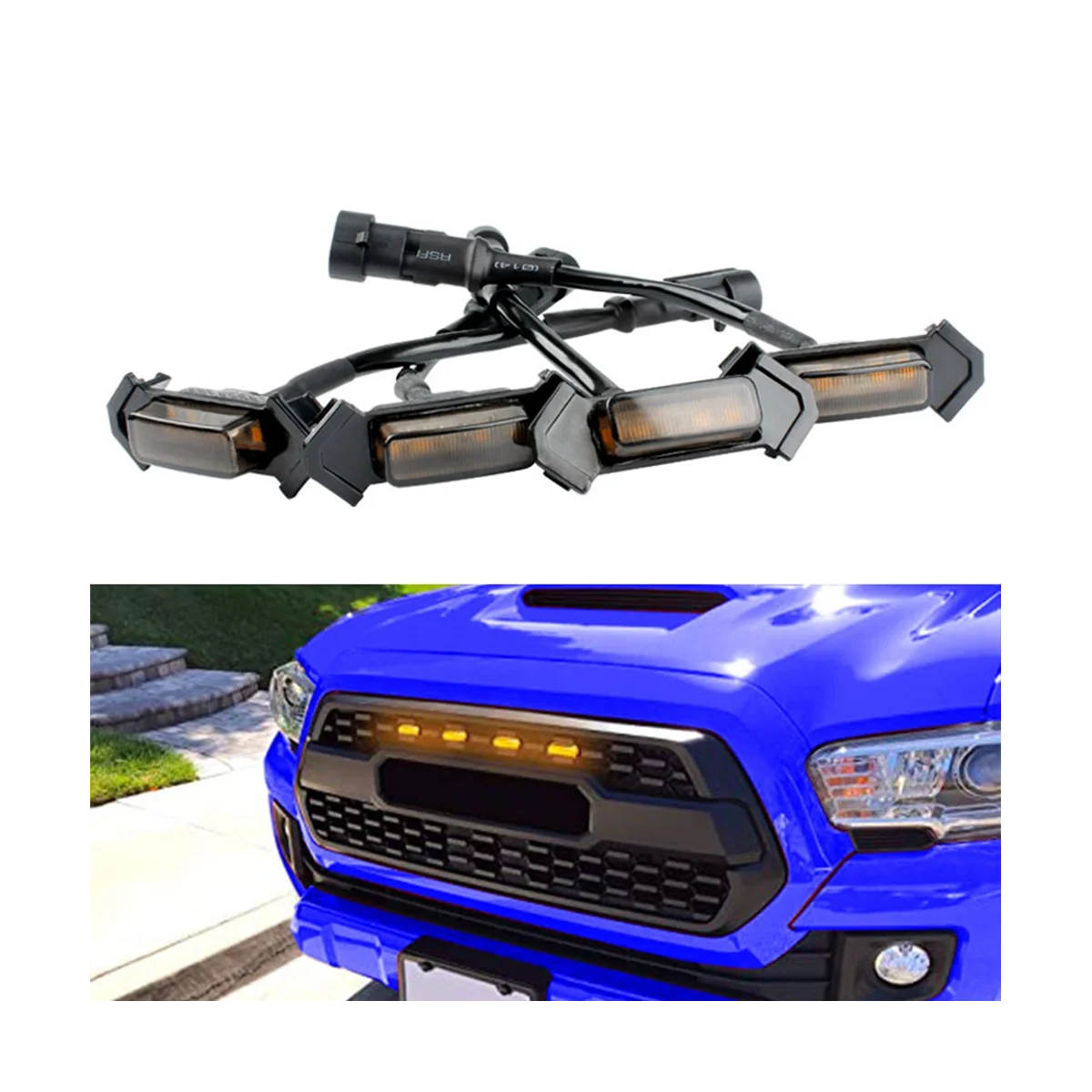 

12V LED Daytime Running Light Wider Light for Tacuma Mid Grille Small Yellow Light One Tow Four Black Case Yellow Light