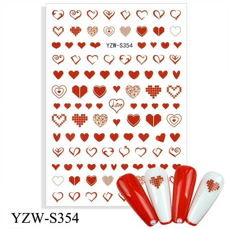 

New Valentines Heart Flame Flower Various Patterns Sliders for Nails Manicuring Nail Art Decoration Water Decals Sticker Tips