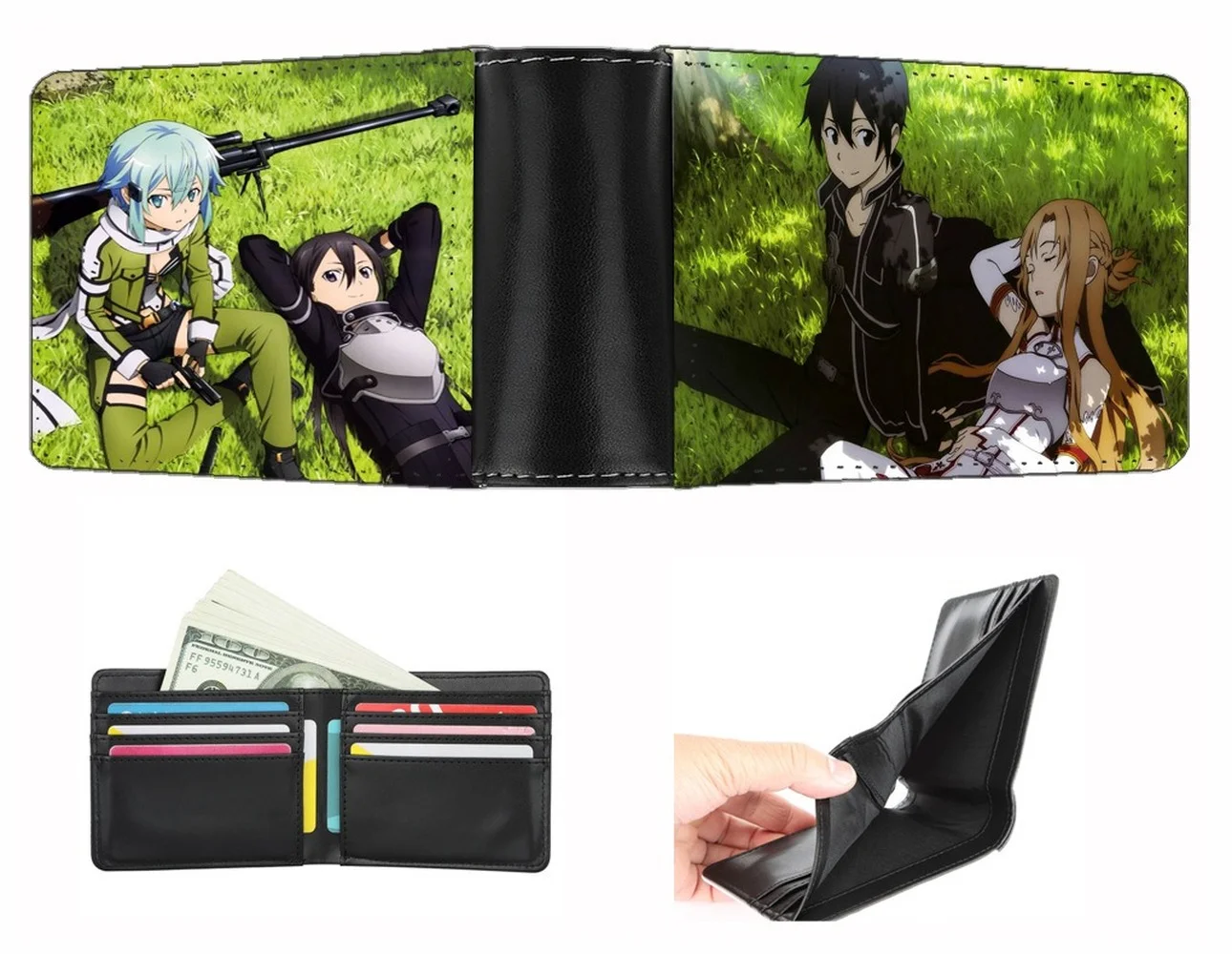 

Anime Sword Art Online PU Short Wallet Leisure Fashion Printing Cartoon Coin Purse Men's Women's ID/Credit Card Holder